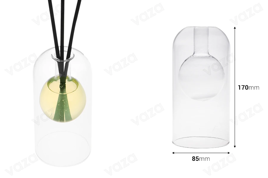 Flacon diffuseur en verre double paroi 170 ml (85x170 mm) en verre soufflé - transparent-photo_dimensions