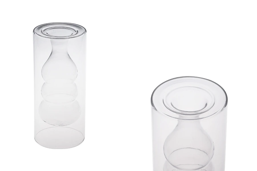 Γυάλινο δοχείο 350 ml δίχωρο (90x200 mm) από φυσητό γυαλί κατάλληλο για αρωματικό χώρου - διάφανο Γυάλινο δοχείο 350 ml δίχωρο (90x200 mm) από φυσητό γυαλί κατάλληλο για αρωματικό χώρου - διάφανο