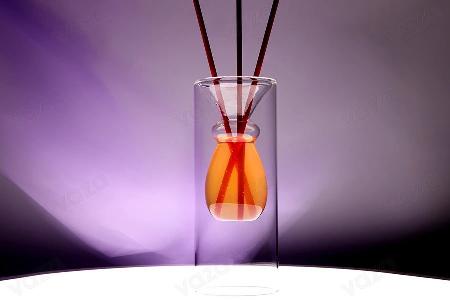Double wall glass reed diffuser bottle 230 ml (80x200 mm) made of blown glass - transparent-image_group