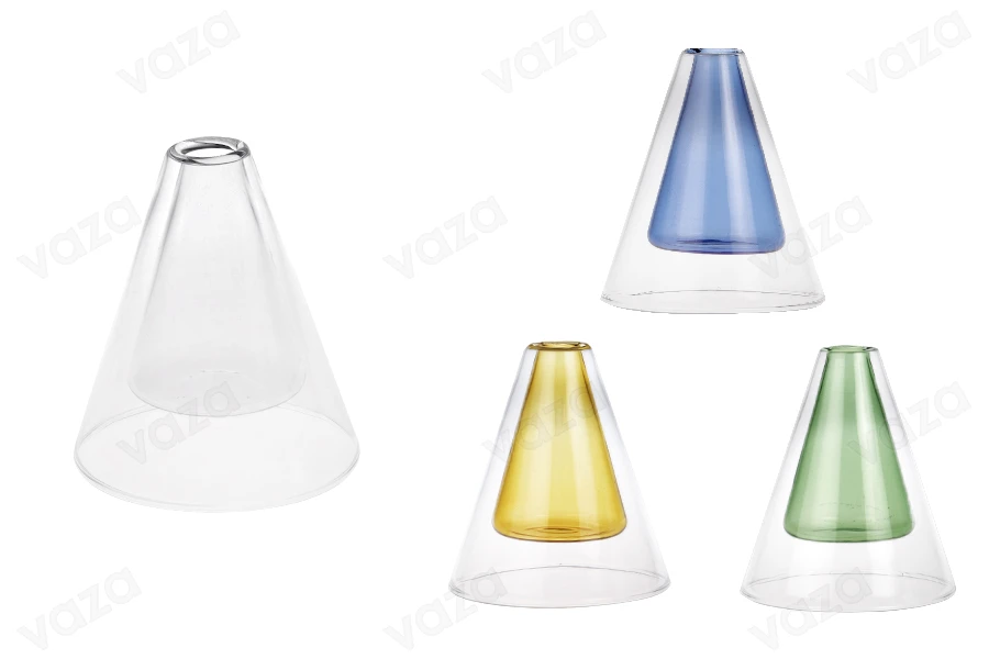 Doppelwandige Glasdiffusorflasche 80 ml (92 x 105 mm) aus mundgeblasenem Glas in verschiedenen Farben-produktbild