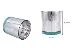 Bougeoir décoratif de Noël en verre argenté avec flocons de neige (sans couvercle)-2