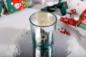 Bougeoir décoratif de Noël en verre argenté avec renne (sans couvercle)-3