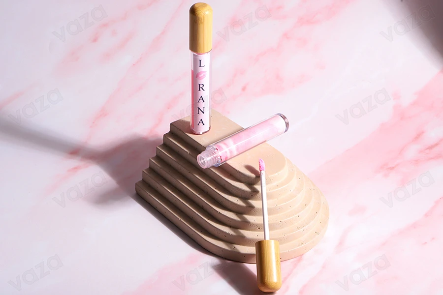 Case for lip gloss 7 ml transparent with bamboo lid and drainer - 6 pcs Case for lip gloss 7 ml transparent with bamboo lid and drainer - 6 pcs-image_group