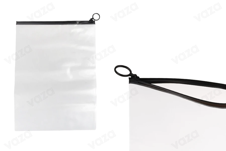 Qese transparente (PVC) 240x330 mm me zinxhir të zi - 12 copë      -imazh_produkt