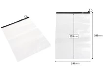 Durchsichtige Beutel (PVC) 240x330 mm mit schwarzem Zip-Verschluss - 12 Stück Durchsichtige Beutel (PVC) 240x330 mm mit schwarzem Zip-Verschluss - 12 Stück