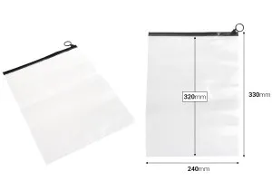 Durchsichtige Beutel (PVC) 240x330 mm mit schwarzem Zip-Verschluss - 12 Stück-2