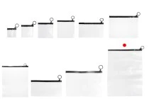 Durchsichtige Beutel (PVC) 240x330 mm mit schwarzem Zip-Verschluss - 12 Stück Durchsichtige Beutel (PVC) 240x330 mm mit schwarzem Zip-Verschluss - 12 Stück