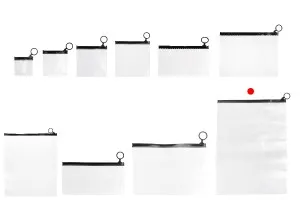 Durchsichtige Beutel (PVC) 240x330 mm mit schwarzem Zip-Verschluss - 12 Stück-5