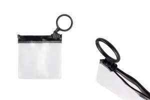 Durchsichtige Beutel (PVC) 60x60 mm mit schwarzem Zip-Verschluss - 12 Stück-1