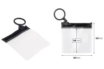 Sacchetto traslucido (PVC) 60x60 mm con chiusura lampo nera - 12 pz.