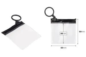 Durchsichtige Beutel (PVC) 60x60 mm mit schwarzem Zip-Verschluss - 12 Stück-2