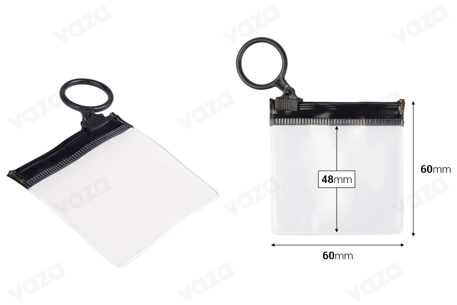 Ημιδιάφανο σακουλάκι (PVC) 60x60 mm με μαύρο φερμουάρ (zip) - 12 τμχ Ημιδιάφανο σακουλάκι (PVC) 60x60 mm με μαύρο φερμουάρ (zip) - 12 τμχ-εικόνα_διαστάσεις