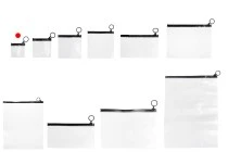 Sacchetto traslucido (PVC) 60x60 mm con chiusura lampo nera - 12 pz.