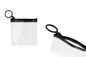 Durchsichtige Beutel (PVC) 80x80 mm mit schwarzem Zip-Verschluss - 12 Stück-1