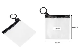 Durchsichtige Beutel (PVC) 80x80 mm mit schwarzem Zip-Verschluss - 12 Stück-2
