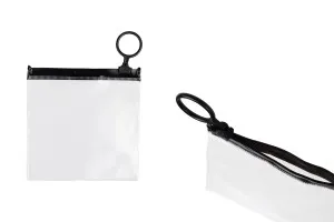 Durchsichtige Beutel (PVC) 100x100 mm mit schwarzem Zip-Verschluss - 12 Stück-1