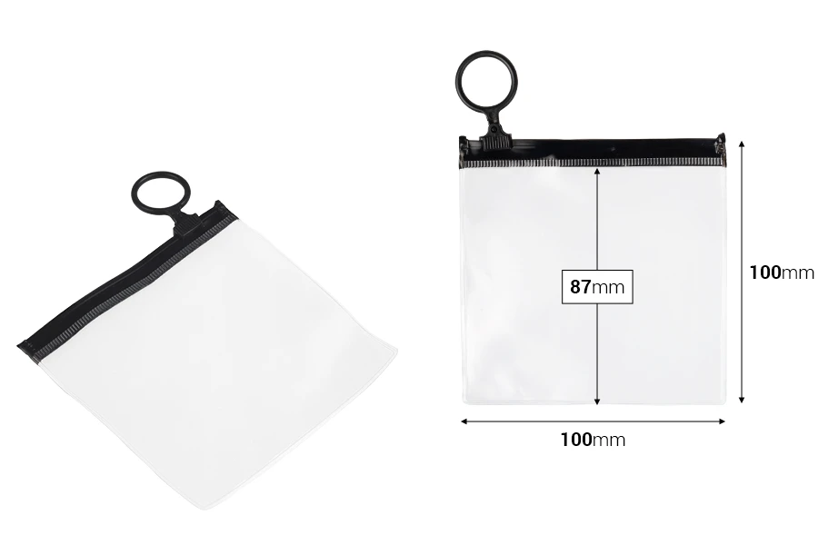 Ημιδιάφανο σακουλάκι (PVC) 100x100 mm με μαύρο φερμουάρ (zip) - 12 τμχ Ημιδιάφανο σακουλάκι (PVC) 100x100 mm με μαύρο φερμουάρ (zip) - 12 τμχ