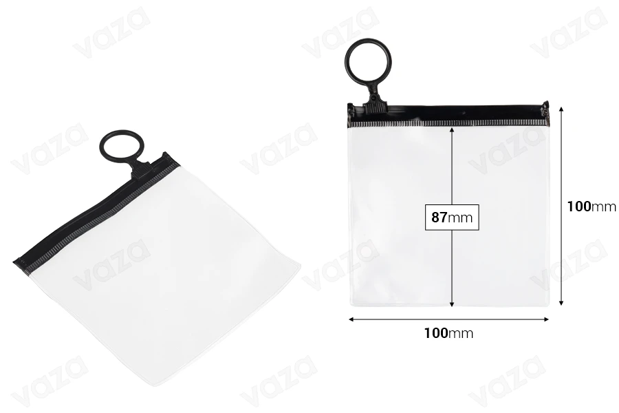 Ημιδιάφανο σακουλάκι (PVC) 100x100 mm με μαύρο φερμουάρ (zip) - 12 τμχ Ημιδιάφανο σακουλάκι (PVC) 100x100 mm με μαύρο φερμουάρ (zip) - 12 τμχ-εικόνα_διαστάσεις