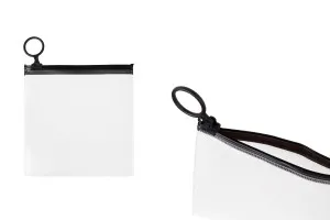 Sachet translucide (PVC) 120x120 mm avec fermeture zippée noire - 12 pièces-1