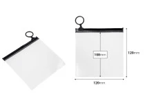 Ημιδιάφανο σακουλάκι (PVC) 120x120 mm με μαύρο φερμουάρ (zip) - 12 τμχ