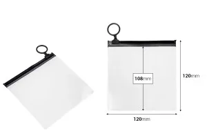 Sachet translucide (PVC) 120x120 mm avec fermeture zippée noire - 12 pièces-2