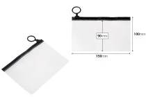 Ημιδιάφανο σακουλάκι (PVC) 150x100 mm με μαύρο φερμουάρ (zip) - 12 τμχ