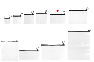 Durchsichtige Beutel (PVC) 150x100 mm mit schwarzem Zip-Verschluss - 12 Stück-6
