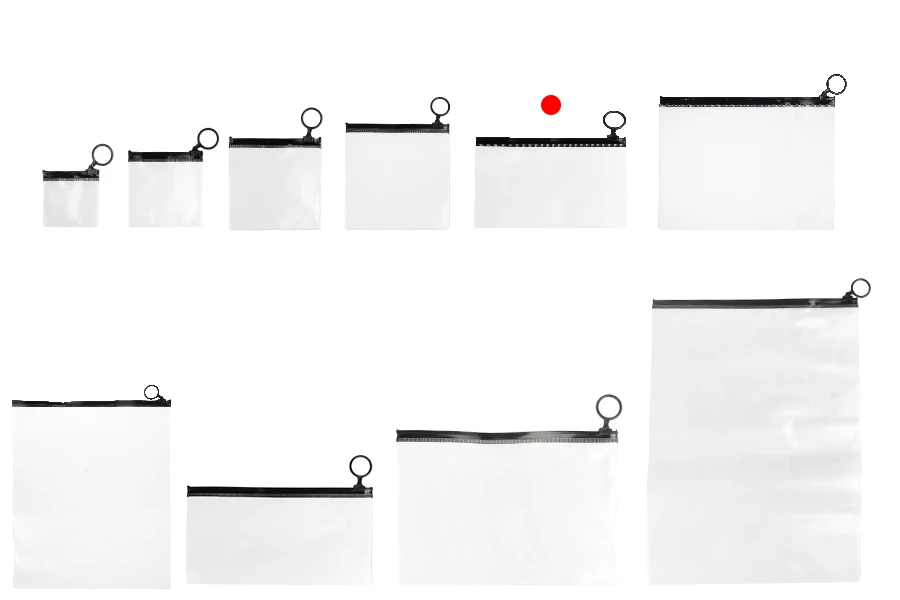 Ημιδιάφανο σακουλάκι (PVC) 150x100 mm με μαύρο φερμουάρ (zip) - 12 τμχ
