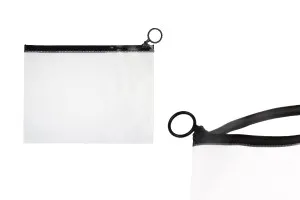Durchsichtige Beutel (PVC) 200x150 mm mit schwarzem Zip-Verschluss - 12 Stück-1