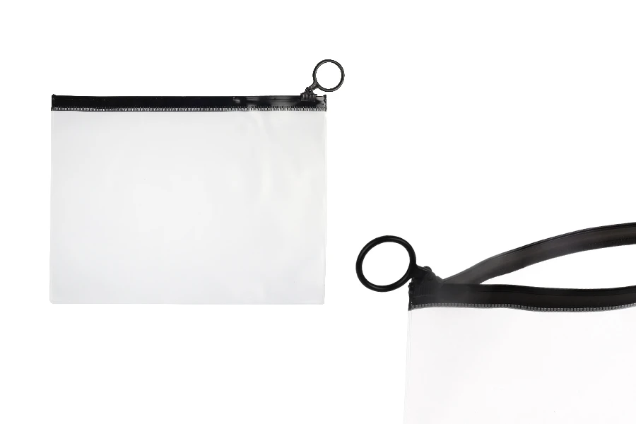 Durchsichtige Beutel (PVC) 200x150 mm mit schwarzem Zip-Verschluss - 12 Stück Durchsichtige Beutel (PVC) 200x150 mm mit schwarzem Zip-Verschluss - 12 Stück