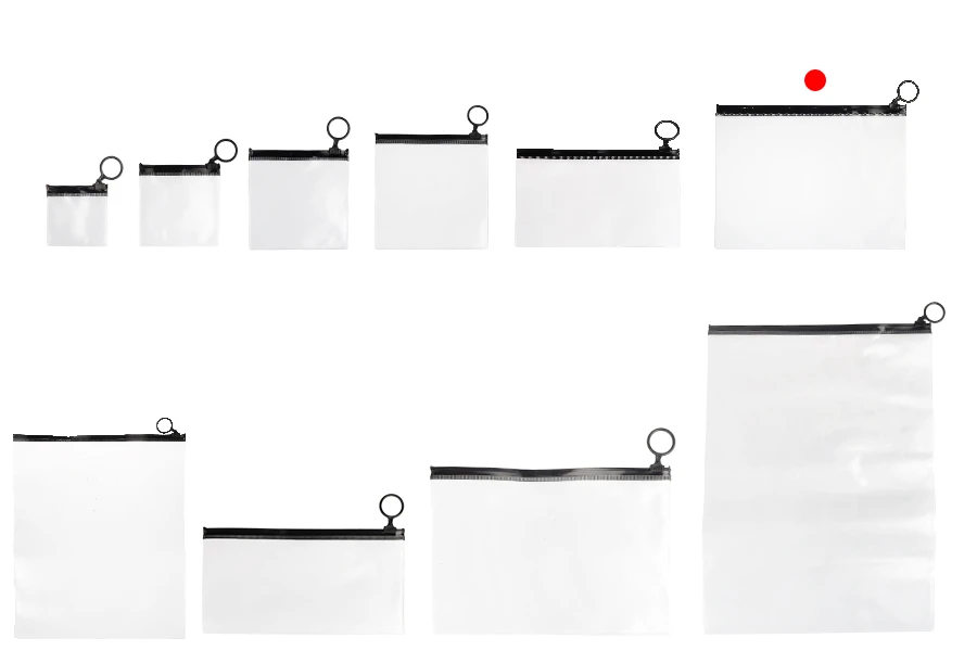 Durchsichtige Beutel (PVC) 200x150 mm mit schwarzem Zip-Verschluss - 12 Stück Durchsichtige Beutel (PVC) 200x150 mm mit schwarzem Zip-Verschluss - 12 Stück