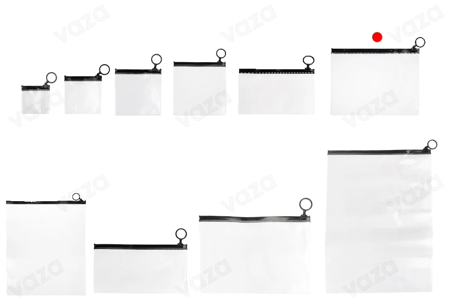 Translucent bag (PVC) 200x150 mm with black zip closure - 12 pcs-image_group