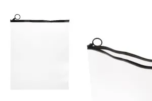 Durchsichtige Beutel (PVC) 250x300 mm mit schwarzem Zip-Verschluss - 12 Stück-1