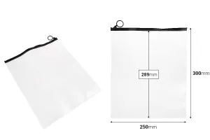 Durchsichtige Beutel (PVC) 250x300 mm mit schwarzem Zip-Verschluss - 12 Stück-2