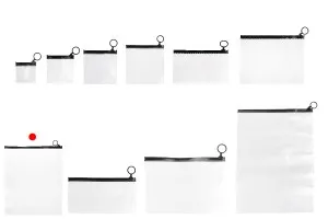 Durchsichtige Beutel (PVC) 250x300 mm mit schwarzem Zip-Verschluss - 12 Stück-5