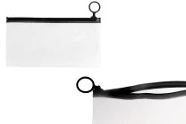 Ημιδιάφανο σακουλάκι (PVC) 190x100 mm με μαύρο φερμουάρ (zip) - 12 τμχ