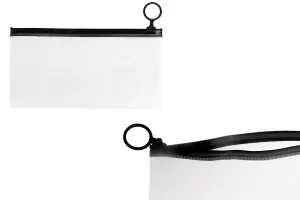 Durchsichtige Beutel (PVC) 190x100 mm mit schwarzem Zip-Verschluss - 12 Stück-1