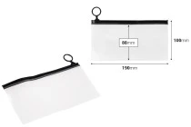 Ημιδιάφανο σακουλάκι (PVC) 190x100 mm με μαύρο φερμουάρ (zip) - 12 τμχ