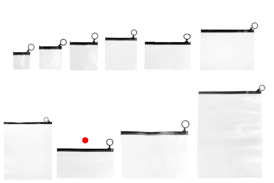 Ημιδιάφανο σακουλάκι (PVC) 190x100 mm με μαύρο φερμουάρ (zip) - 12 τμχ