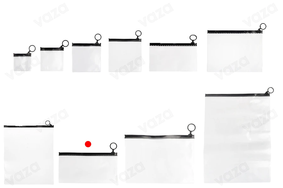 Translucent bag (PVC) 190x100 mm with black zip closure - 12 pcs Translucent bag (PVC) 190x100 mm with black zip closure - 12 pcs-εικόνα_σύνθεση