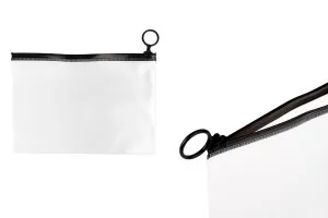 Durchsichtige Beutel (PVC) 200x140 mm mit schwarzem Zip-Verschluss - 12 Stück-1