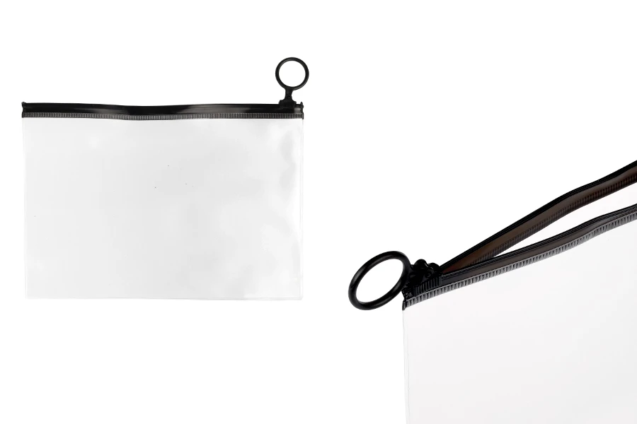 Ημιδιάφανο σακουλάκι (PVC) 200x140 mm με μαύρο φερμουάρ (zip) - 12 τμχ