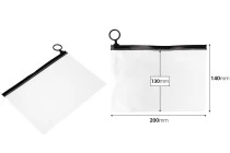 Ημιδιάφανο σακουλάκι (PVC) 200x140 mm με μαύρο φερμουάρ (zip) - 12 τμχ