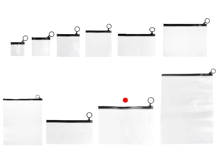 Ημιδιάφανο σακουλάκι (PVC) 200x140 mm με μαύρο φερμουάρ (zip) - 12 τμχ