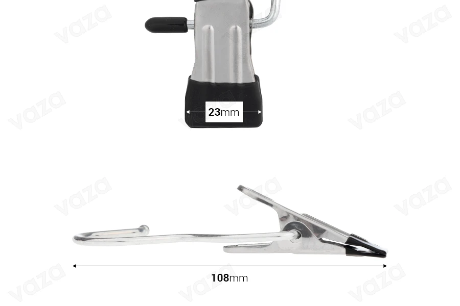 Metallhaken mit Clip mit schwarzem Griff 108x23  mm-εικόνα_διαστάσεις
