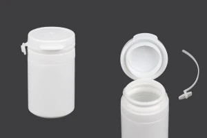 Barattolo di plastica bianco da 30 ml con tappo a scatto per pillole e capsule-1