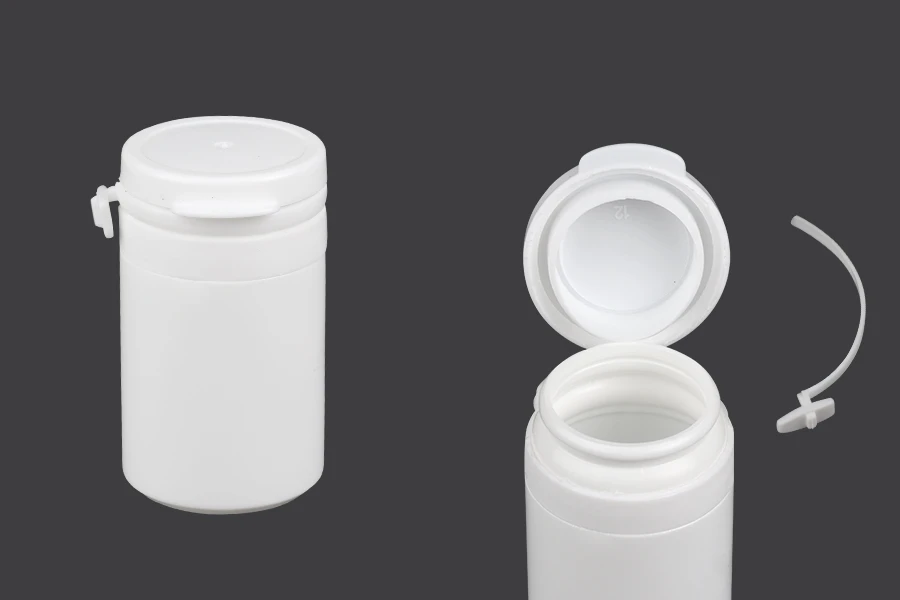 30 ml weißes Plastikgefäß mit Schnappverschluss für Pillen und Kapseln 30 ml weißes Plastikgefäß mit Schnappverschluss für Pillen und Kapseln
