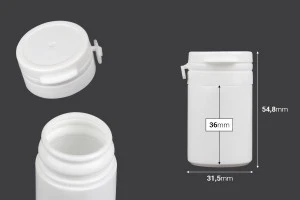 Barattolo di plastica bianco da 30 ml con tappo a scatto per pillole e capsule-2