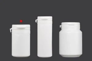 Barattolo di plastica bianco da 30 ml con tappo a scatto per pillole e capsule-5