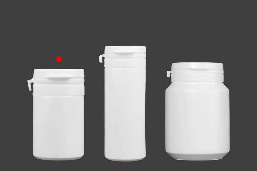 30 ml weißes Plastikgefäß mit Schnappverschluss für Pillen und Kapseln 30 ml weißes Plastikgefäß mit Schnappverschluss für Pillen und Kapseln